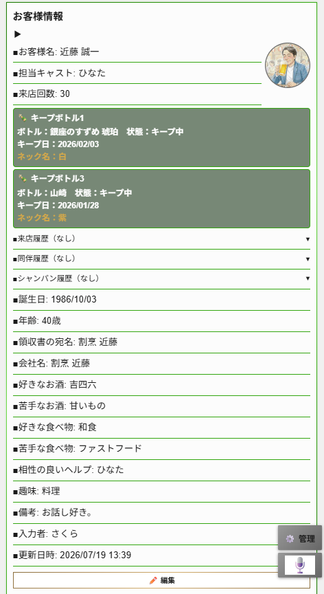 来店回数・詳細